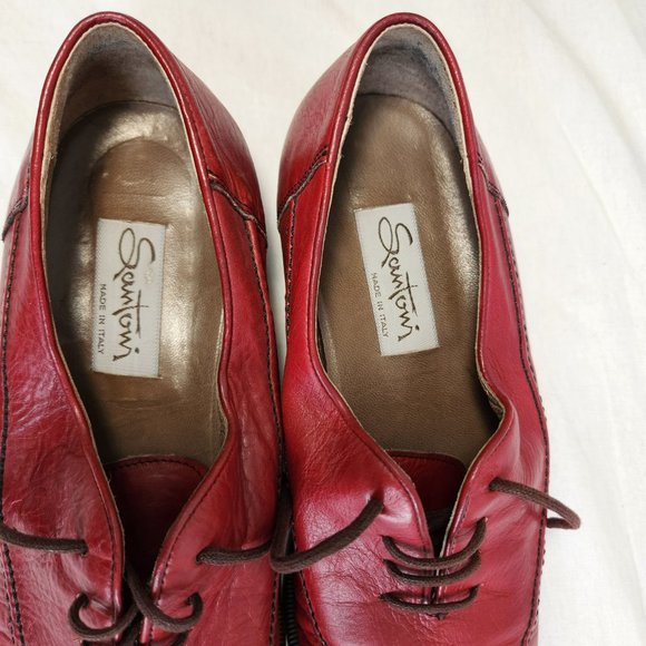 SANTONI Vintage Retro Oxfords Red Shoes Size U.K. 7.5 / U.S. 9.5 Made ITALY! - Picture 6 of 16